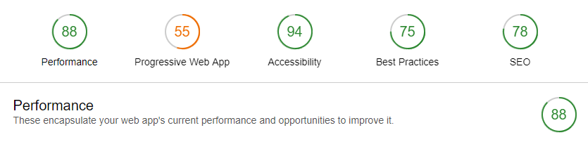 Lighthouse Performance Score